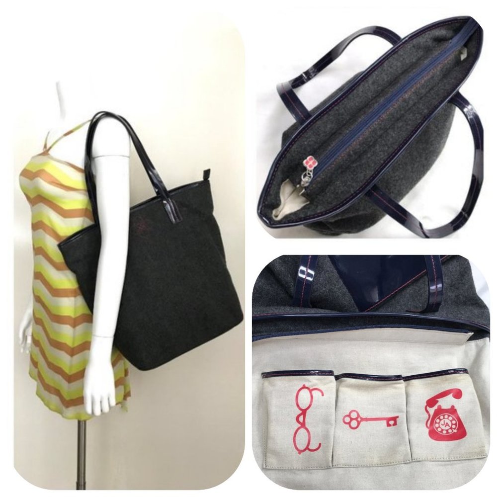 Jonathan Adler Wool and patent leather XL Tote